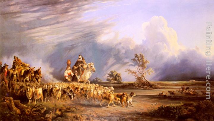 Goat Herders In A Neapolitan Landscape painting - Consalvo Carelli Goat Herders In A Neapolitan Landscape art painting